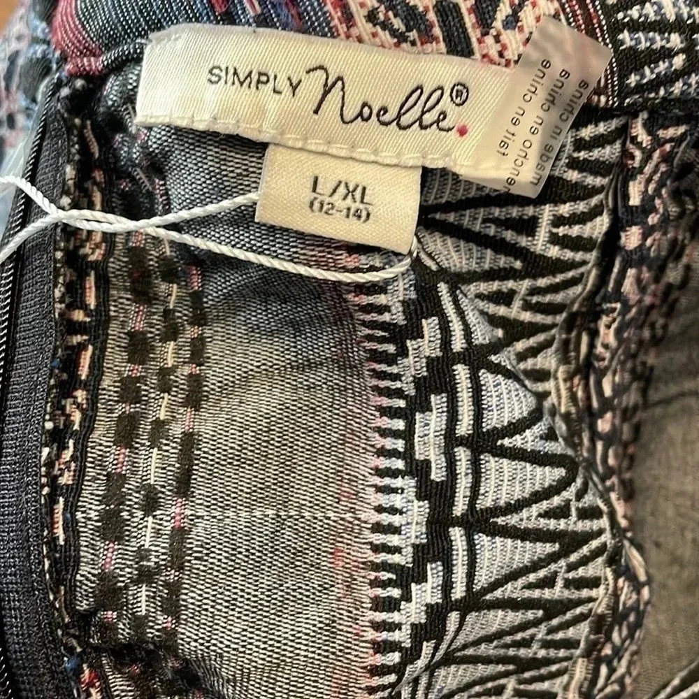 Simply Noelle womens large skirt mini boho stretch tapestry western pockets blue